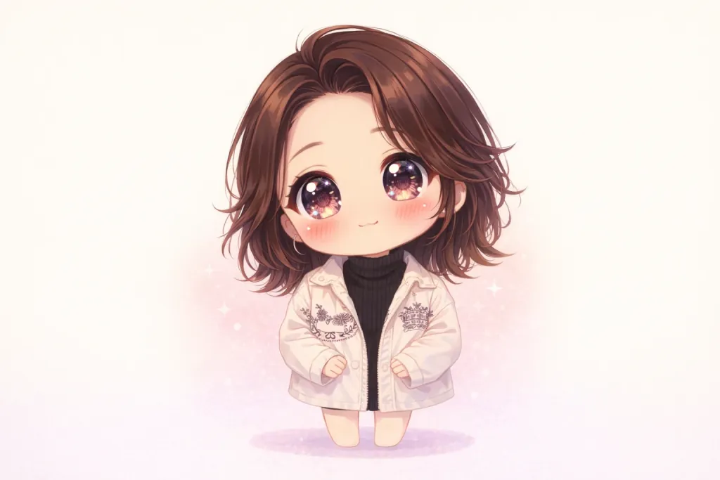 Chibi anime caricature style — adorable kawaii AI cartoon portrait with large eyes